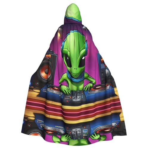Grüner Alien-Halloween-Party-Umhang für Erwachsene, stilvolles Kürbis-Thema, Zauberer-Robe, Cosplay-Kostüme von LEVNDIEJ