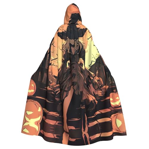 Halloween-Horror-Kostüm für Erwachsene, Halloween-Party, Umhang, stilvolles Kürbis-Thema, Zauberer-Robe, Cosplay-Kostüme, Schwarz, Einheitsgröße Halloween-Horror-Kostüm für Erwachsene, Halloween-Party, Umhang, stilvolles Kürbis-Thema, Zauberer-Robe, Cosplay-Kostüme, Schwarz, Einheitsgröße von LEVNDIEJ