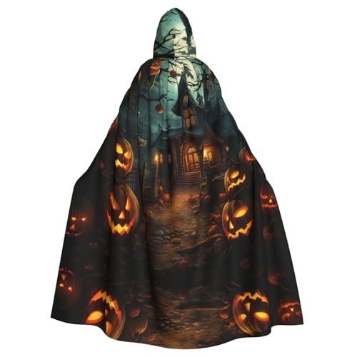 Halloween-Horror-Umhang für Erwachsene, Halloween-Party-Umhang, stilvolles Kürbis-Thema, mit Kapuze, Zauberer-Robe, Cosplay-Kostüm, Schwarz Halloween-Horror-Umhang für Erwachsene, Halloween-Party-Umhang, stilvolles Kürbis-Thema, mit Kapuze, Zauberer-Robe, Cosplay-Kostüm, Schwarz von LEVNDIEJ
