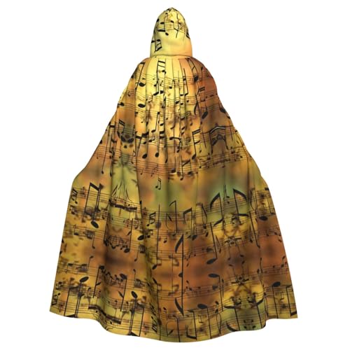 Halloween-Partyumhang für Erwachsene, Musiknote, stilvolles Kürbis-Thema, mit Kapuze, Zauberer-Robe, Cosplay-Kostüm, Schwarz von LEVNDIEJ