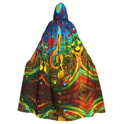 Halloween-Partyumhang für Erwachsene, Musiknote, stilvolles Kürbis-Thema, mit Kapuze, Zauberer-Robe, Cosplay-Kostüm, Schwarz von LEVNDIEJ