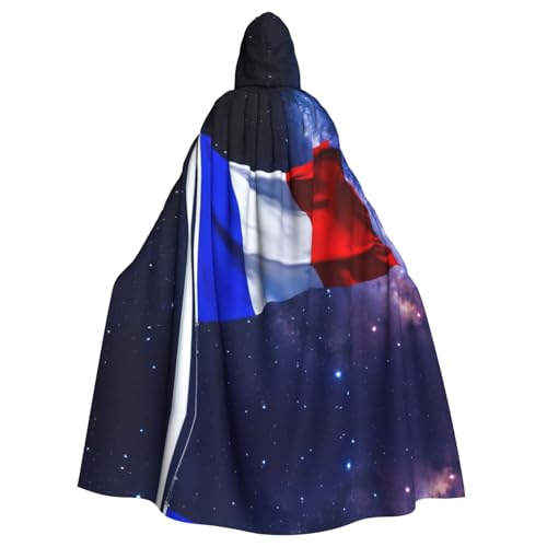 Halloween-Partyumhang mit französischer Flagge, stilvolles Kürbis-Thema, mit Kapuze, Zauberer-Robe, Cosplay-Kostüm, Schwarz von LEVNDIEJ