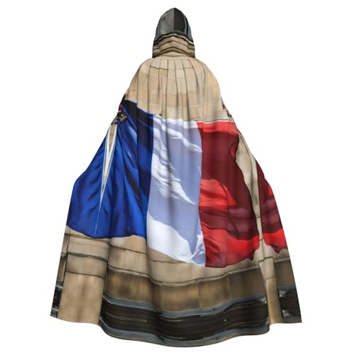 Halloween-Partyumhang mit französischer Flagge, stilvolles Kürbis-Thema, mit Kapuze, Zauberer-Robe, Cosplay-Kostüm, Schwarz von LEVNDIEJ