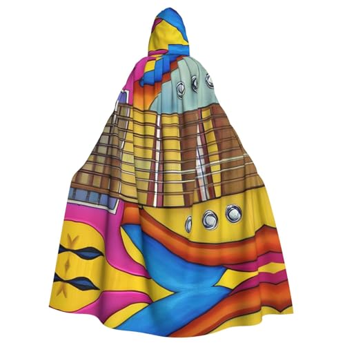 Halloween-Umhang mit Kunst-Gitarren-Muster, für Erwachsene, stilvolles Kürbis-Thema, Zauberer-Robe, Cosplay-Kostüm, Schwarz Halloween-Umhang mit Kunst-Gitarren-Muster, für Erwachsene, stilvolles Kürbis-Thema, Zauberer-Robe, Cosplay-Kostüm, Schwarz von LEVNDIEJ