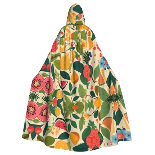 Hojas Tropicales Y Flores Halloween-Party-Umhang für Erwachsene, stilvoller Kürbis-Thema, Zauberer-Robe, Cosplay-Kostüm, Schwarz von LEVNDIEJ