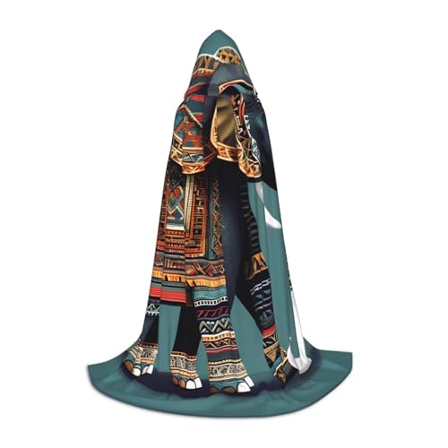Kapuzenumhang mit Azteken-Elefantenmuster für Damen und Herren, Mittelalter-Kostüm, Umhang für Halloween, Maskerade, Cosplay, Schwarz, Medium Kapuzenumhang mit Azteken-Elefantenmuster für Damen und Herren, Mittelalter-Kostüm, Umhang für Halloween, Maskerade, Cosplay, Schwarz, Medium von LEVNDIEJ