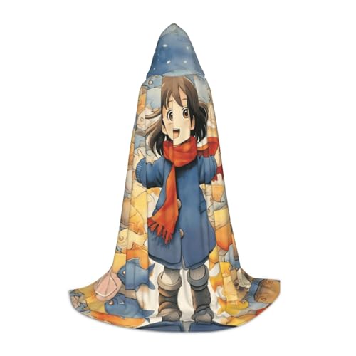 Kapuzenumhang mit Fischliebhaber-Aufdruck, für Damen und Herren, Mittelalter-Kostüm, Umhang für Halloween, Maskerade, Cosplay, Schwarz, Large von LEVNDIEJ