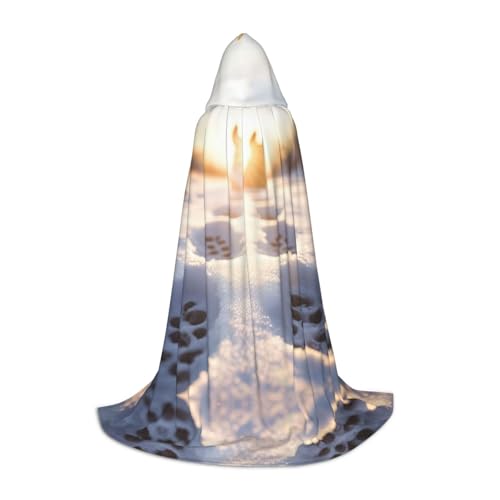 Kapuzenumhang mit Hundepfotenabdrücken für Damen und Herren, Mittelalter-Kostüm, Umhang für Halloween, Maskerade, Cosplay, Schwarz, Medium von LEVNDIEJ