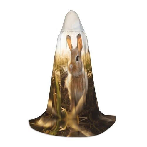 Kapuzenumhang mit Meerschweinchen-Aufdruck für Damen und Herren, Mittelalter-Kostüm, Umhang für Halloween, Maskerade, Cosplay, Schwarz, Medium von LEVNDIEJ