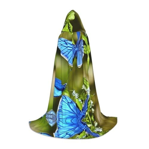 Kapuzenumhang mit Schmetterlingen und Blüten für Damen und Herren, Mittelalter-Kostüm, Umhang für Halloween, Maskerade, Cosplay, Schwarz, Medium Kapuzenumhang mit Schmetterlingen und Blüten für Damen und Herren, Mittelalter-Kostüm, Umhang für Halloween, Maskerade, Cosplay, Schwarz, Medium von LEVNDIEJ
