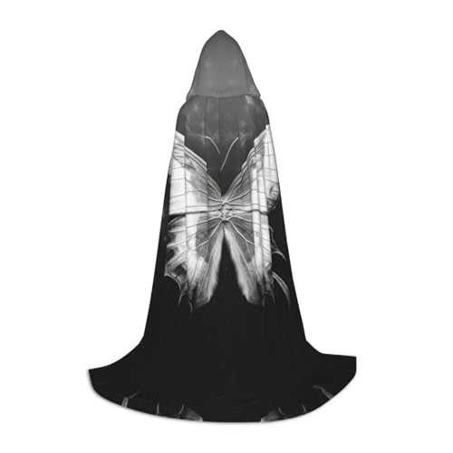 Kapuzenumhang mit Schmetterlingsmotiv für Damen und Herren, Mittelalter-Kostüm, Umhang für Halloween, Maskerade, Cosplay, Schwarz, Small von LEVNDIEJ