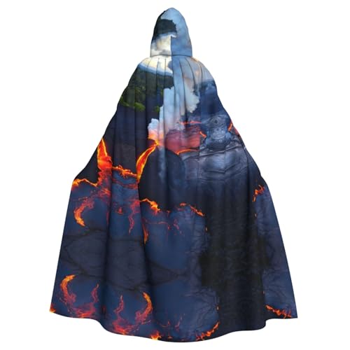 Kilauea Volcanos Halloween-Party-Umhang für Erwachsene, stilvolles Kürbis-Thema, Zauberer-Robe, Cosplay-Kostüm, Schwarz von LEVNDIEJ