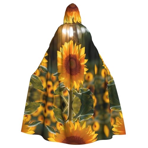 Kleine Gänseblümchen für Erwachsene, Halloween-Party, Umhang, stilvolles Kürbis-Thema, mit Kapuze, Zauberer-Robe, Cosplay-Kostüm, Schwarz von LEVNDIEJ