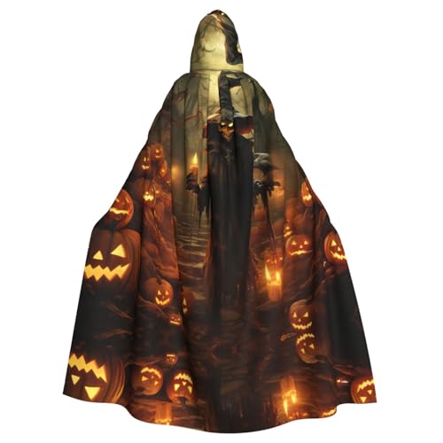 Kürbis Halloween Erwachsene Halloween Party Umhang Stilvolles Kürbisthema Kapuze Zauberer Robe Cosplay Kostüme Schwarz von LEVNDIEJ