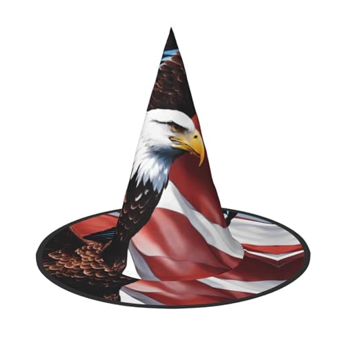 LEVNDIEJ Adler mit USA-Flagge, Druck, Halloween, Hexenhut, Hexenkostüm, Damen, Cosplay, Party, Zaubererhut, Zubehör für Frauen LEVNDIEJ Adler mit USA-Flagge, Druck, Halloween, Hexenhut, Hexenkostüm, Damen, Cosplay, Party, Zaubererhut, Zubehör für Frauen von LEVNDIEJ