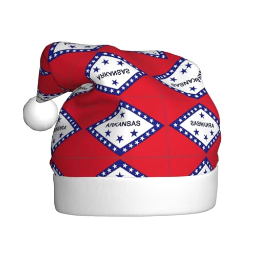 LEVNDIEJ Arkansas Weihnachtsmannmütze mit Staatsflagge, Erwachsene, Weihnachtsmütze, Feiertag für Unisex, Weihnachtsmütze für Neujahrsparty von LEVNDIEJ