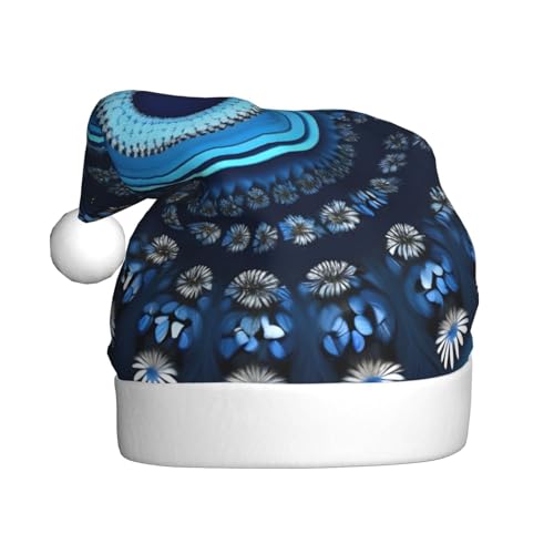 LEVNDIEJ Blaue Mini-Blumen-Weihnachtsmannmütze, Erwachsene, Weihnachtsmütze, Urlaub für Unisex, Weihnachtsmütze für Neujahrsparty von LEVNDIEJ