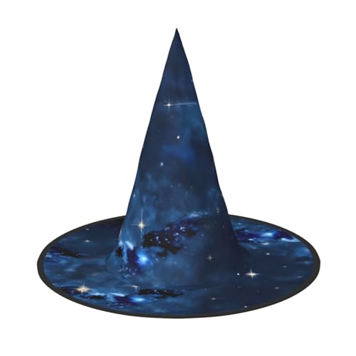 LEVNDIEJ Blauer Galaxie-Druck, Halloween-Hexenhut, Hexenkostüm, Damen, Cosplay, Party, Zaubererhut, Zubehör für Frauen LEVNDIEJ Blauer Galaxie-Druck, Halloween-Hexenhut, Hexenkostüm, Damen, Cosplay, Party, Zaubererhut, Zubehör für Frauen von LEVNDIEJ