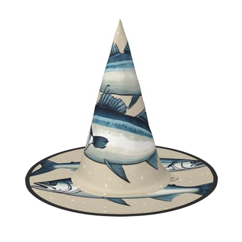 LEVNDIEJ Bluefish Food04 Halloween-Hexenhut, Hexenkostüm für Damen, Cosplay, Party, Zaubererhut, Zubehör für Frauen von LEVNDIEJ