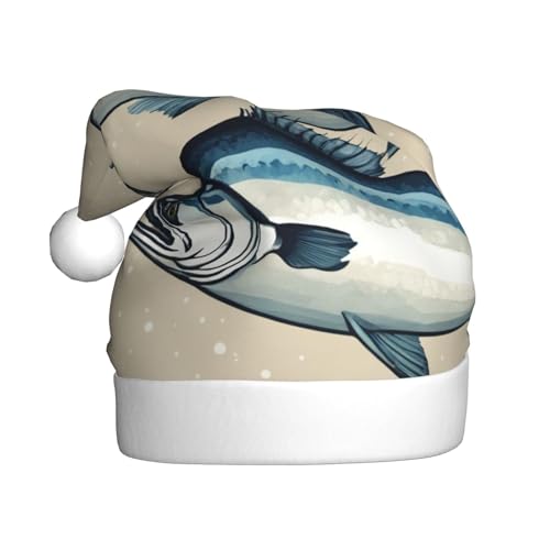 LEVNDIEJ Bluefish Food04 Weihnachtsmütze für Erwachsene, Weihnachtsmütze, Urlaub für Unisex, Weihnachtsmütze für Neujahr, festliche Party von LEVNDIEJ