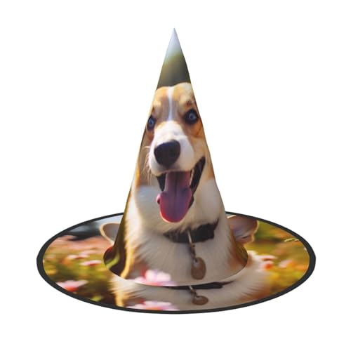 LEVNDIEJ Corgi Halloween-Hexenhut, Hexenkostüm, für Cosplay, Party, Zaubererhut, Zubehör für Damen von LEVNDIEJ