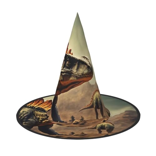 LEVNDIEJ Dinosaurier-Druck, Halloween-Hexenhut, Hexenkostüm, Damen, Cosplay, Party, Zaubererhut, Zubehör für Frauen von LEVNDIEJ