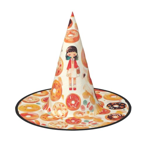 LEVNDIEJ Donut-Druck, Halloween, Hexenhut, Hexenkostüm, Damen, Cosplay, Party, Zaubererhut, Zubehör für Frauen LEVNDIEJ Donut-Druck, Halloween, Hexenhut, Hexenkostüm, Damen, Cosplay, Party, Zaubererhut, Zubehör für Frauen von LEVNDIEJ