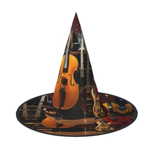 LEVNDIEJ E-Gitarren-Druck, Halloween, Hexenhut, Hexenkostüm, Damen, Cosplay, Party, Zaubererhut, Zubehör für Frauen LEVNDIEJ E-Gitarren-Druck, Halloween, Hexenhut, Hexenkostüm, Damen, Cosplay, Party, Zaubererhut, Zubehör für Frauen von LEVNDIEJ