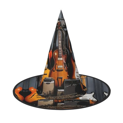 LEVNDIEJ E-Gitarren-Druck, Halloween, Hexenhut, Hexenkostüm, Damen, Cosplay, Party, Zaubererhut, Zubehör für Frauen LEVNDIEJ E-Gitarren-Druck, Halloween, Hexenhut, Hexenkostüm, Damen, Cosplay, Party, Zaubererhut, Zubehör für Frauen von LEVNDIEJ
