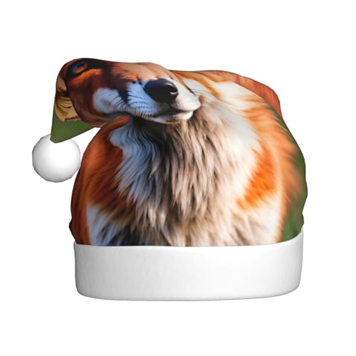 LEVNDIEJ Fuchs-Weihnachtsmannmütze, Erwachsene, Weihnachtsmütze, Urlaub für Unisex, Weihnachtsmütze für Neujahr, festliche Party von LEVNDIEJ