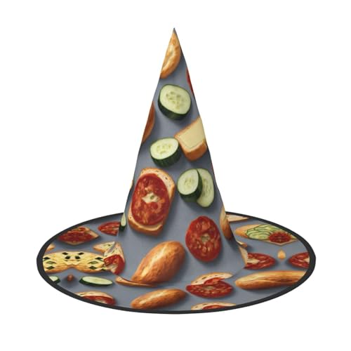 LEVNDIEJ Gesundes Essen Druck Halloween Hexenhut Hexenkostüm Frauen Cosplay Party Zauberer Hut Zubehör für Frauen LEVNDIEJ Gesundes Essen Druck Halloween Hexenhut Hexenkostüm Frauen Cosplay Party Zauberer Hut Zubehör für Frauen von LEVNDIEJ