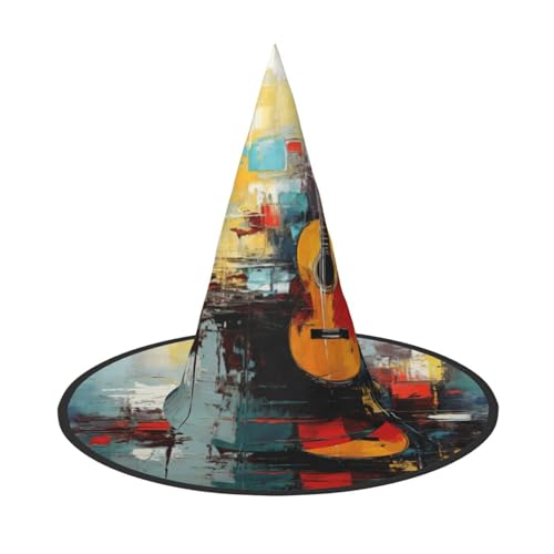 LEVNDIEJ Gitarrenmalerei-Druck, Halloween, Hexenhut, Hexenkostüm, Damen, Cosplay, Party, Zauberer, Hut, Zubehör für Frauen LEVNDIEJ Gitarrenmalerei-Druck, Halloween, Hexenhut, Hexenkostüm, Damen, Cosplay, Party, Zauberer, Hut, Zubehör für Frauen von LEVNDIEJ