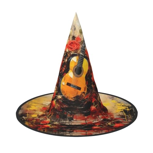 LEVNDIEJ Gitarrenmalerei-Druck, Halloween, Hexenhut, Hexenkostüm, Damen, Cosplay, Party, Zauberer, Hut, Zubehör für Frauen LEVNDIEJ Gitarrenmalerei-Druck, Halloween, Hexenhut, Hexenkostüm, Damen, Cosplay, Party, Zauberer, Hut, Zubehör für Frauen von LEVNDIEJ