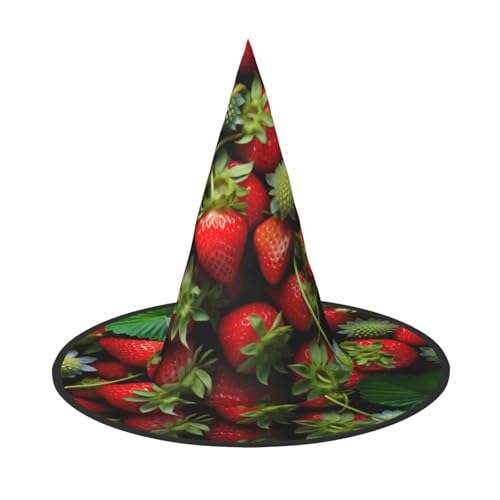 LEVNDIEJ Halloween-Hexenhut, Hexenkostüm, Erdbeermotiv, für Cosplay, Party, Zaubererhut, Zubehör für Frauen LEVNDIEJ Halloween-Hexenhut, Hexenkostüm, Erdbeermotiv, für Cosplay, Party, Zaubererhut, Zubehör für Frauen von LEVNDIEJ