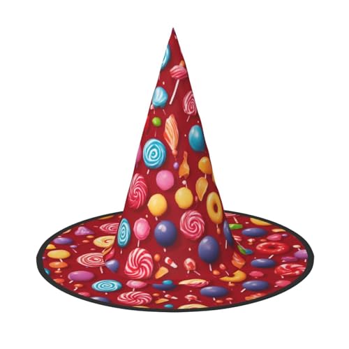 LEVNDIEJ Halloween-Hexenhut mit Lutscher-Druck, Hexenkostüm, für Cosplay, Party, Zaubererhut, Zubehör für Frauen LEVNDIEJ Halloween-Hexenhut mit Lutscher-Druck, Hexenkostüm, für Cosplay, Party, Zaubererhut, Zubehör für Frauen von LEVNDIEJ