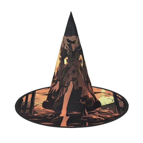LEVNDIEJ Halloween-Horror-Druck, Halloween-Hexenhut, Hexenkostüm, Damen, Cosplay, Party, Zaubererhut, Zubehör für Frauen LEVNDIEJ Halloween-Horror-Druck, Halloween-Hexenhut, Hexenkostüm, Damen, Cosplay, Party, Zaubererhut, Zubehör für Frauen von LEVNDIEJ