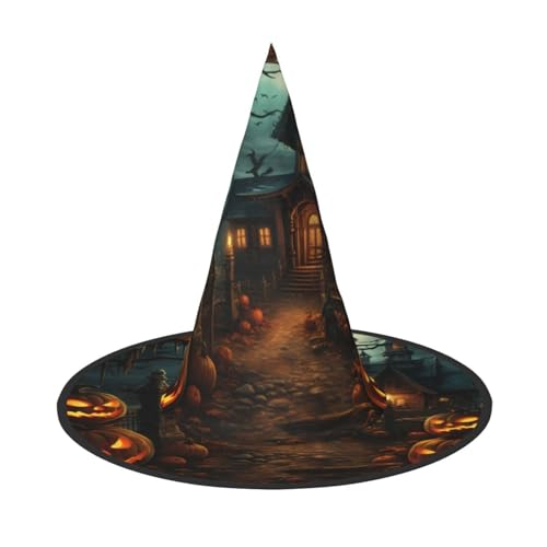 LEVNDIEJ Halloween-Horror-Druck, Halloween-Hexenhut, Hexenkostüm, Damen, Cosplay, Party, Zaubererhut, Zubehör für Frauen LEVNDIEJ Halloween-Horror-Druck, Halloween-Hexenhut, Hexenkostüm, Damen, Cosplay, Party, Zaubererhut, Zubehör für Frauen von LEVNDIEJ