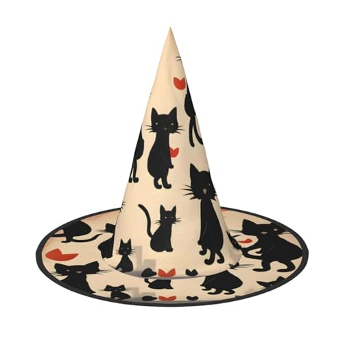 LEVNDIEJ Happy Walking Kitty Print Halloween Hexenhut Hexenkostüm Frauen Cosplay Party Zauberer Hut Zubehör für Frauen LEVNDIEJ Happy Walking Kitty Print Halloween Hexenhut Hexenkostüm Frauen Cosplay Party Zauberer Hut Zubehör für Frauen von LEVNDIEJ
