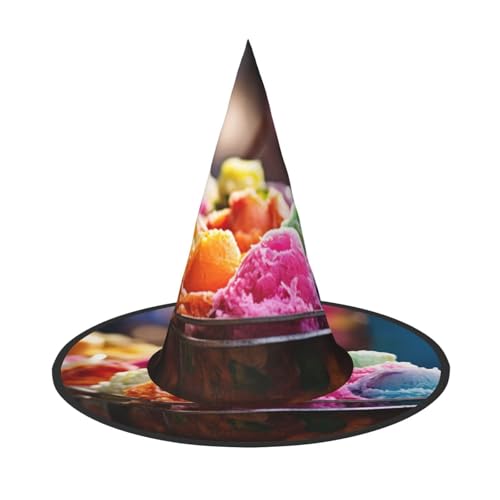 LEVNDIEJ Hexenhut, Hexenkostüm für Damen, Cosplay, Party, Zauberer, Hut, Zubehör für Damen, viele Farben, Eiscreme-Aufdruck, Halloween-Hexenhut, Zubehör für Damen LEVNDIEJ Hexenhut, Hexenkostüm für Damen, Cosplay, Party, Zauberer, Hut, Zubehör für Damen, viele Farben, Eiscreme-Aufdruck, Halloween-Hexenhut, Zubehör für Damen von LEVNDIEJ