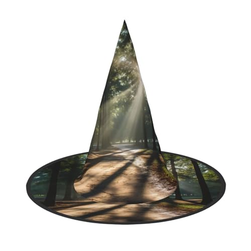 LEVNDIEJ Hexenhut mit Morgensonnenlicht in der Wildnis, Druck, Halloween, Hexenhut, Hexenkostüm, Cosplay, Party, Zaubererhut, Zubehör für Frauen von LEVNDIEJ