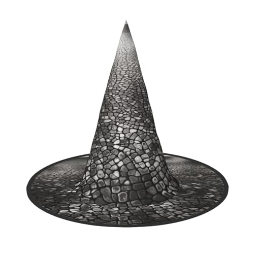 LEVNDIEJ Hexenhut mit Mosaik-Motiv, schwarzer Schattenaufdruck, Halloween, Hexenhut, Cosplay-Party, Zaubererhut, Zubehör für Frauen von LEVNDIEJ