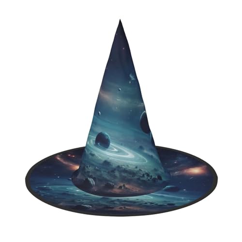 LEVNDIEJ Hexenhut mit Planeten-Druck, Halloween-Hexenhut, Hexenkostüm, Damen, Cosplay, Party, Zaubererhut, Zubehör für Frauen von LEVNDIEJ