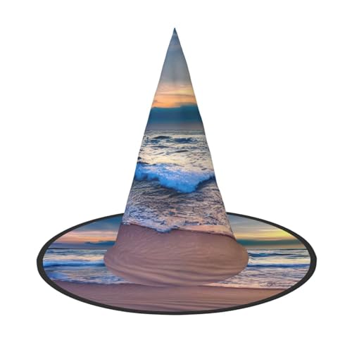 LEVNDIEJ Hexenhut mit Sonnenuntergang am Meer, Halloween-Hexenhut, Hexenkostüm für Damen, Cosplay, Party, Zaubererhut, Zubehör für Frauen LEVNDIEJ Hexenhut mit Sonnenuntergang am Meer, Halloween-Hexenhut, Hexenkostüm für Damen, Cosplay, Party, Zaubererhut, Zubehör für Frauen von LEVNDIEJ