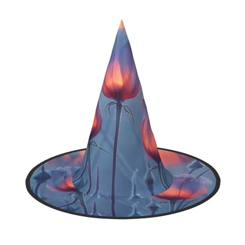 LEVNDIEJ Hexenhut mit drei Blumen, 2 Aufdruck, Halloween, Hexenhut, Hexenkostüm, für Cosplay, Party, Zaubererhut, Zubehör für Frauen von LEVNDIEJ