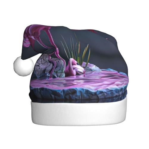 LEVNDIEJ Hohle Flamingo-Weihnachtsmannmütze, Erwachsene, Weihnachtsmütze, Feiertag für Unisex, Weihnachtsmütze für Neujahrsparty von LEVNDIEJ