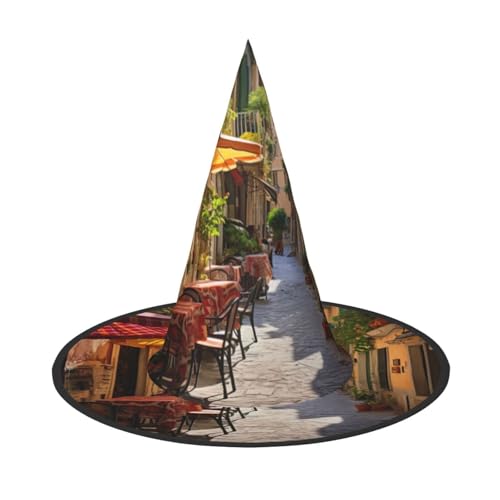LEVNDIEJ Italienischer Straßendruck Halloween Hexenhut Hexenkostüm Frauen Cosplay Party Zauberer Hut Zubehör für Frauen von LEVNDIEJ