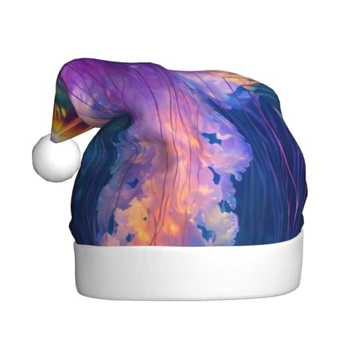 LEVNDIEJ Jellyfish Ocean Santa Hats für Erwachsene, Weihnachtsmütze, Urlaub für Unisex, Weihnachtsmütze für Neujahr, festliche Party von LEVNDIEJ