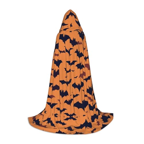 LEVNDIEJ Kapuzenumhang mit Fledermausmuster für Damen und Herren, Mittelalter-Kostüm, Umhang für Halloween, Maskerade, Cosplay, Schwarz, Large von LEVNDIEJ
