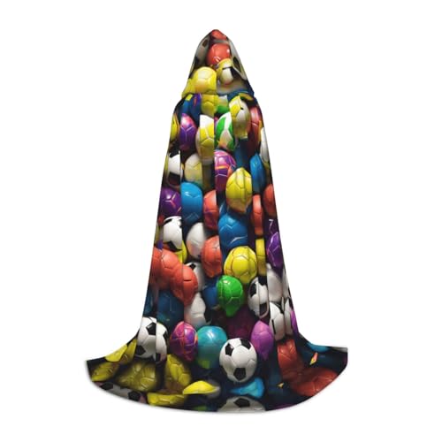 LEVNDIEJ Kapuzenumhang mit Fußball-Druck, für Damen und Herren, Mittelalter-Kostüm, Umhang für Halloween, Maskerade, Cosplay, Schwarz, Large LEVNDIEJ Kapuzenumhang mit Fußball-Druck, für Damen und Herren, Mittelalter-Kostüm, Umhang für Halloween, Maskerade, Cosplay, Schwarz, Large von LEVNDIEJ