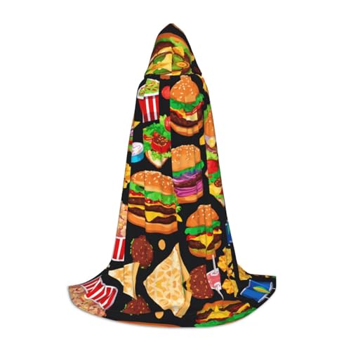 LEVNDIEJ Kapuzenumhang mit Lebensmittelmuster, lustiger Druck, für Damen und Herren, Mittelalter-Kostüm, Umhang für Halloween, Maskerade, Cosplay, Schwarz, Medium LEVNDIEJ Kapuzenumhang mit Lebensmittelmuster, lustiger Druck, für Damen und Herren, Mittelalter-Kostüm, Umhang für Halloween, Maskerade, Cosplay, Schwarz, Medium von LEVNDIEJ